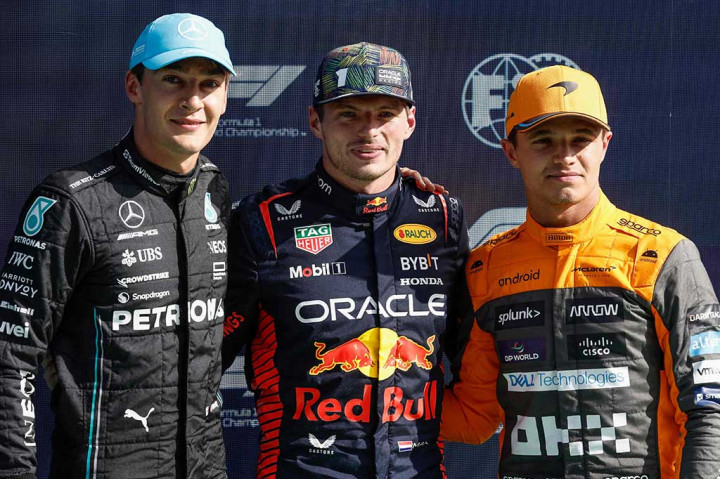 Lando Norris dari McLaren akan start bersama juara dunia dua kali Red Bull tersebut di barisan depan balapan hari Minggu, 27 Agustus. Sementara pembalap Mercedes George Russell menempati posisi ketiga dan  pembalap Williams Alex Albon di sampingnya.