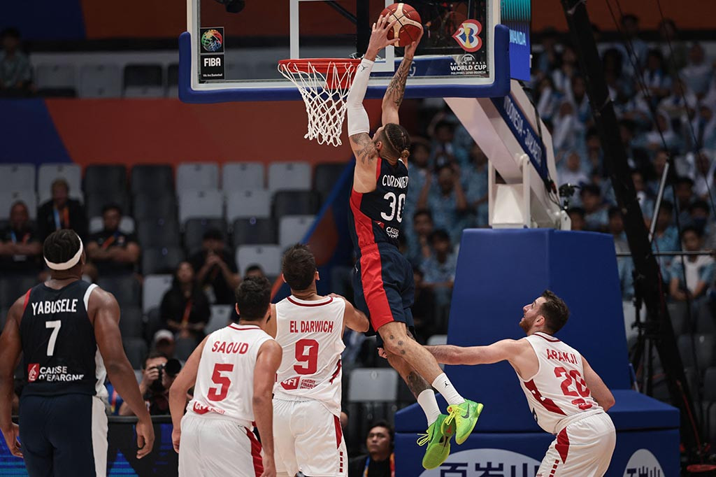 Timnas basket Prancis berhasil mengatasi perlawanan sengit Lebanon dengan skor 85-79 pada laga ketiga untuk kedua tim di Grup H FIBA Basketball World Cup 2023 atau Piala Dunia FIBA 2023 di Indonesia Arena Gelora Bung Karno, Jakarta, Selasa, 29 Agustus 2023.