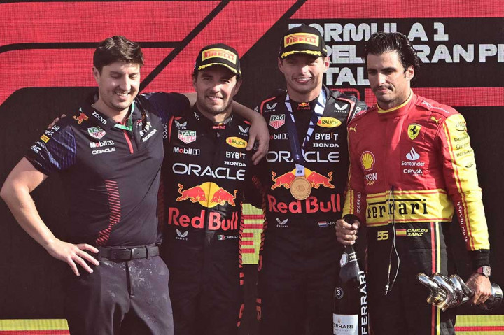 Sergio Perez finis di P2 memiliki margin dari sang pembalap Belanda sebesar 6,064 detik. Finis 1-2 itu merupakan yang keenam kalinya bagi Red Bull di Formula 1 musim 2023.