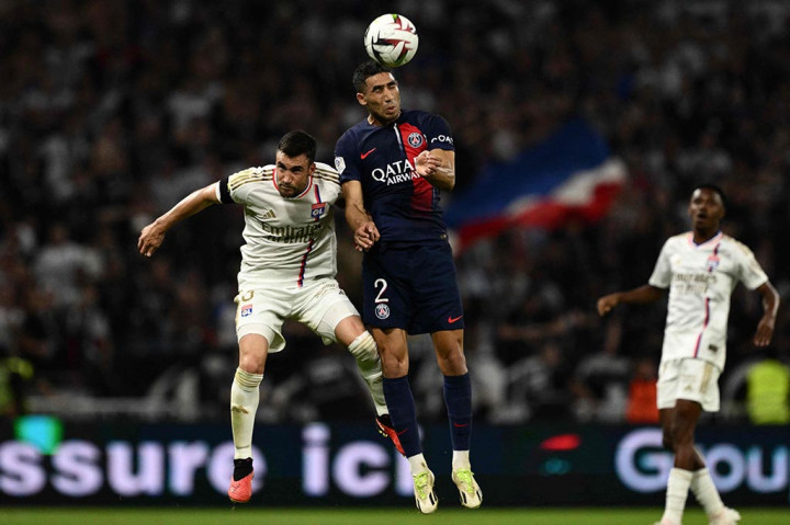 Kylian Mbappe mengukir dwigol saat PSG menghantam tuan rumah Olympique Lyon dengan kemenangan 4-1, pada pertandingan Liga Prancis yang berlangsung di Stadion Groupama, Minggu setempat atau Senin, 4 September 2023 dini hari WIB.