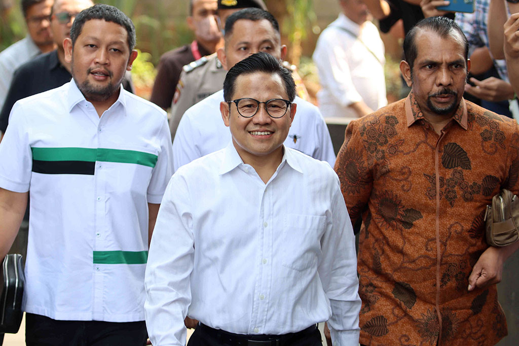 Ketua Umum Partai Kebangkitan Bangsa (PKB) Muhaimin Iskandar atau Cak Imin memenuhi panggilan Komisi Pemberantasan Korupsi (KPK), di Jakarta, Kamis, 7 September 2023.