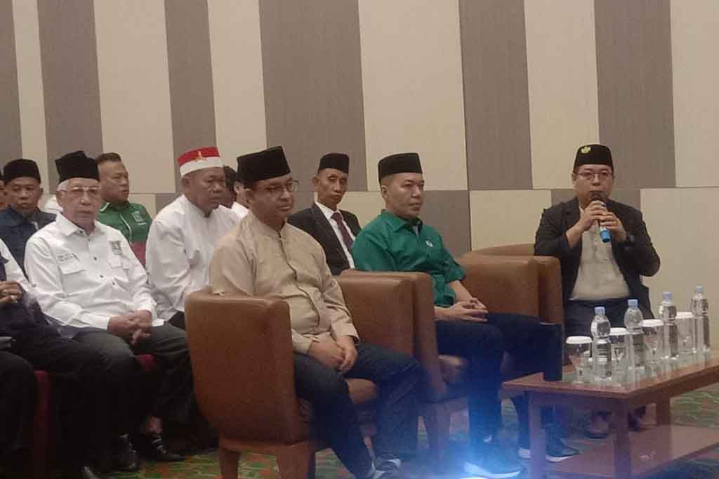 Calon Presiden RI Anies Baswedan menghadiri Rapat Bersama Partai Kebangkitan Bangsa (PKB) DPW Sumatra Selatan, Senin, 11 September 2023. Meski mendadak, namun Anies bersyukur karena bisa hadir ditengah kader PKB Sumsel di Palembang. Sebab pertemuan DPW PKB ini adalah pertama kalinya pasca deklarasi bersama Muhaimin di Surabaya, 2 September lalu.