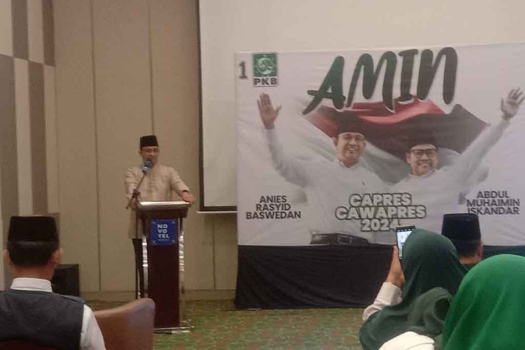 Bakal calon presiden Anies Baswedan bersyukur karena bisa hadir di tengah kader PKB Sumsel di Palembang. Sebab pertemuan DPW PKB ini adalah pertama kalinya pasca deklarasi bersama Muhaimin di Surabaya, 2 September lalu.