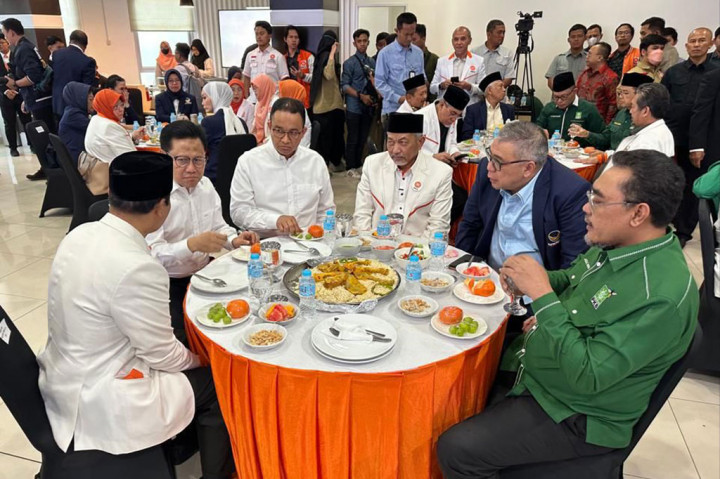 Anies-Cak Imin langsung masuk ke ruangan untuk makan siang bersama petinggi PKS, PKB, serta NasDem.