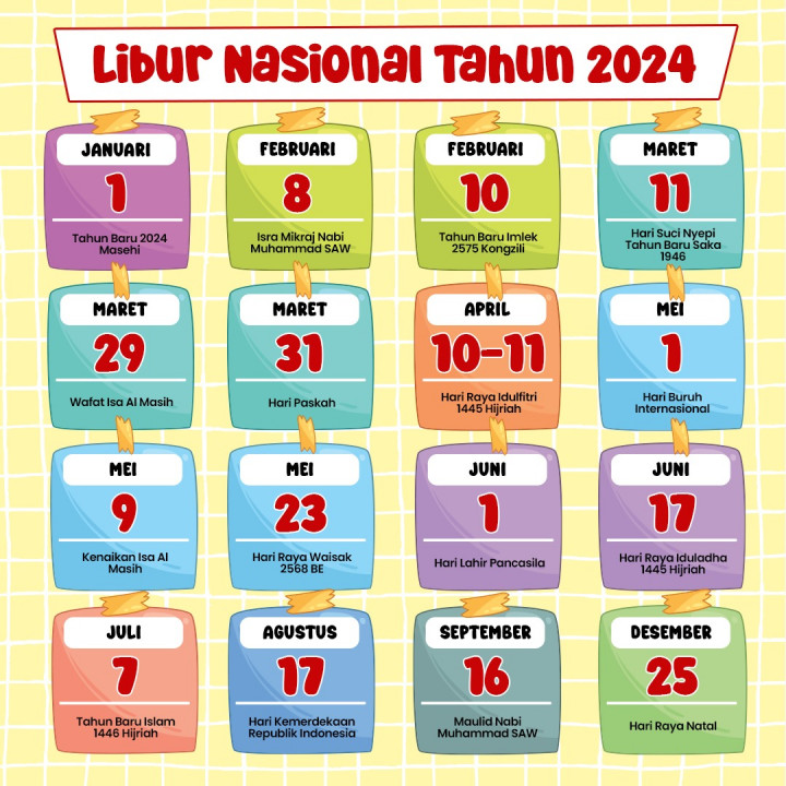 Daftar Hari Libur Nasional dan Cuti Bersama 2024