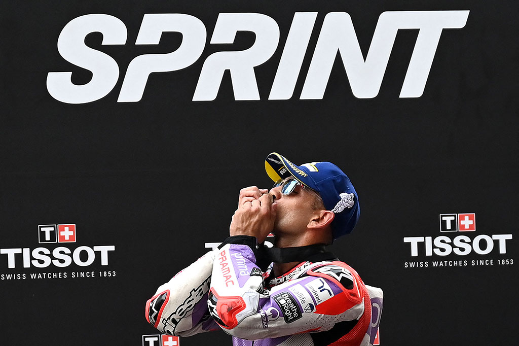 Jorge Martin memenangi sprint race perdana MotoGP India 2023, di Sirkuit Interasional Buddh, India, Sabtu, 23 September 2023.