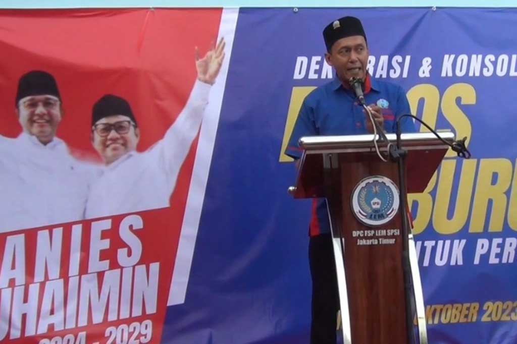 Sebanyak 29 perwakilan dari serikat buruh yang ada di Indonesia, mendeklarasikan diri untuk mendukung Anies Baswedan dan Muhaimin Iskandar (Amin) sebagai bakal calon presiden dan bakal calon wakil presiden pada pemilu tahun 2024 nanti.