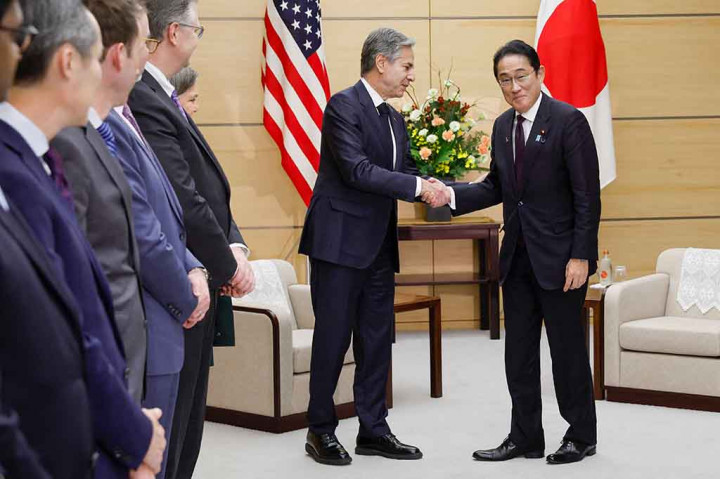 Blinken tidak memberikan komentar publik saat dia tiba untuk diskusi selama dua hari di Tokyo setelah tur terbarunya di Timur Tengah.