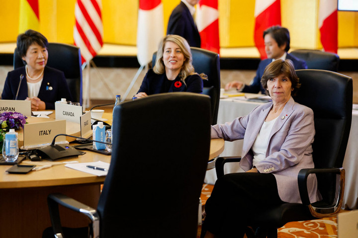 Para menteri luar negeri G7 mengatakan pada hari Rabu, 8 November 2023 bahwa mereka mendukung 'jeda dan koridor kemanusiaan' dalam perang Israel-Hamas tetapi menahan diri untuk tidak menyerukan gencatan senjata.