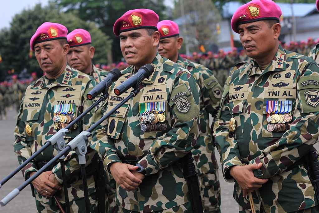 Upacara peringatan HUT ke-78 Korps Marinir mengambil tema 'Korps Marinir yang Profesional, Tangguh, dan Digdaya Terus Melaju untuk Indonesia Maju' dan melibatkan sekitar 3.500 prajurit Korps Marinir TNI Angkatan Laut yang terbagi dalam empat Satuan Setingkat Brigade.