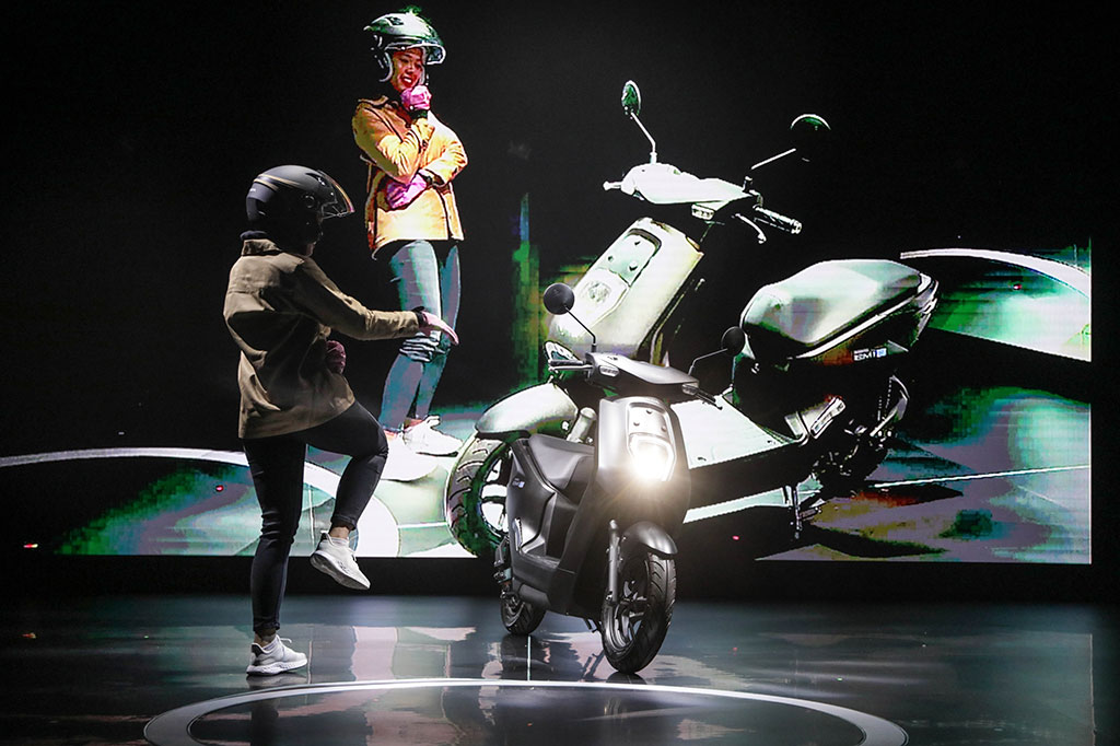  Peluncuran motor listrik Honda EM1 e di AHM Safety Riding & Training Center Deltamas, Bekasi Jawa Barat, Kamis, 21 Desember 2023. 