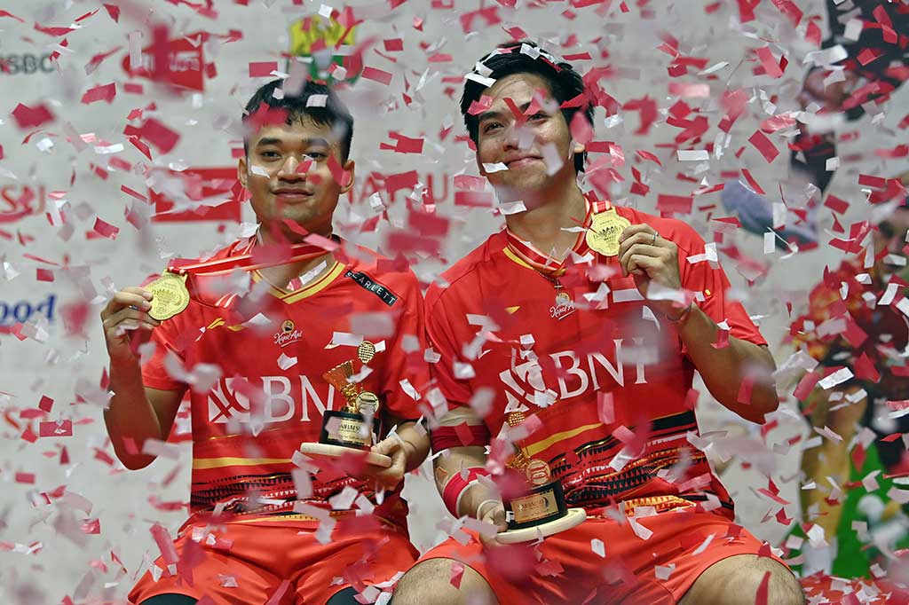 Ganda putra Indonesia Leo Rolly Carnando/Daniel Marthin menjadi juara Daihatsu Indonesia Masters 2024 setelah mengatasi perlawanan sengit ganda putra Denmark Kim Astrup/Anders Rasmussen di babak final.