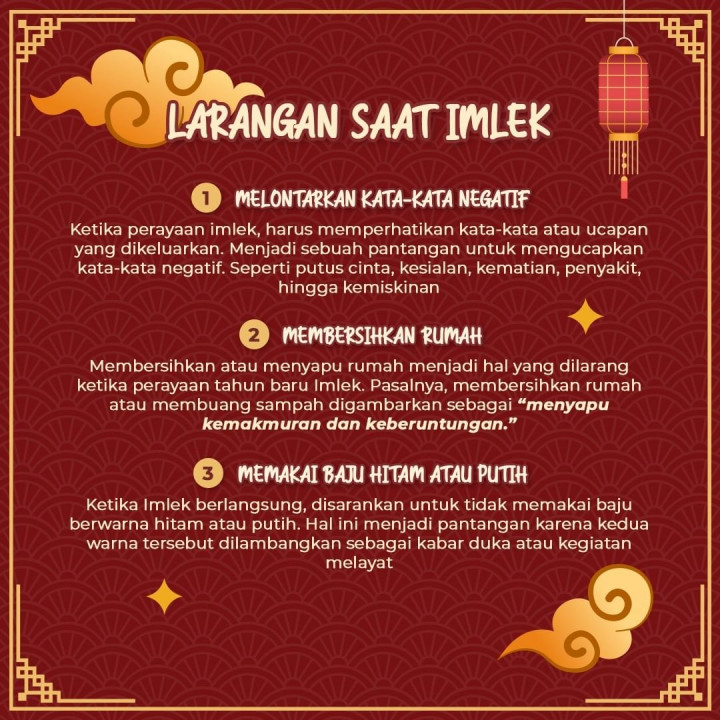 10 Pantangan saat Imlek