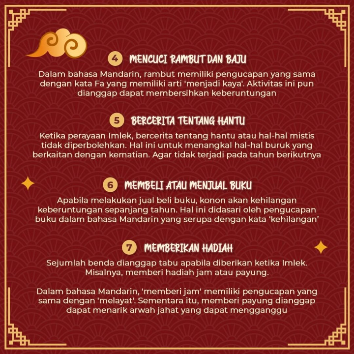 10 Pantangan saat Imlek