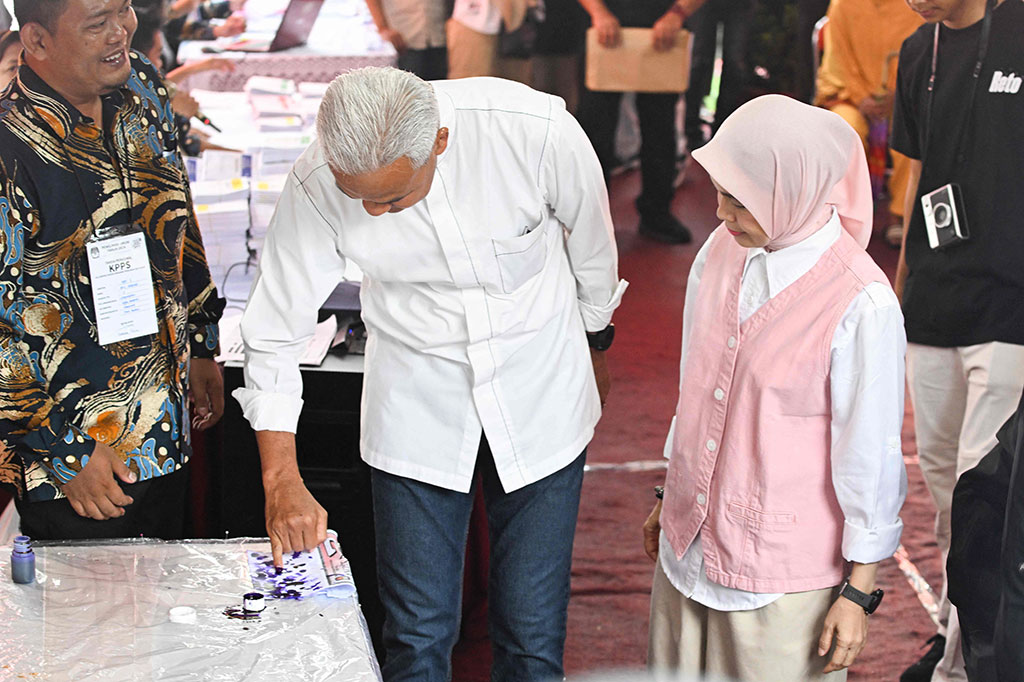 Ganjar Pranowo meminta masyarakat memberikan suaranya pada pemilu 14 Februari 2024 sesuai dengan hati nurani.  