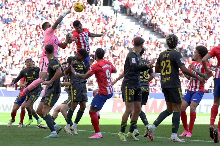 Atletico Madrid membantai Las Palmas dengan lima gol tanpa balas dalam laha Liga Spanyol di Stadion Wanda Metropolitano, Madrid, Sabtu, 17 Februari 2024.