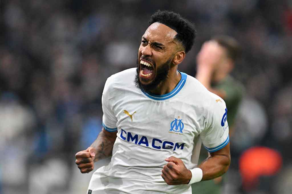 Pierre-Emerick Aubameyang menjadi pencetak gol terbanyak sepanjang masa kompetisi Liga Europa usai membantu Marseille mengalahkan Shakhtar Donetsk 3-1 (agregat 5-3) pada leg kedua play-off menuju 16 besar Liga Europa di Stadion Orange Velodrome, Jumat, 23 Februari 2024 dini hari WIB.