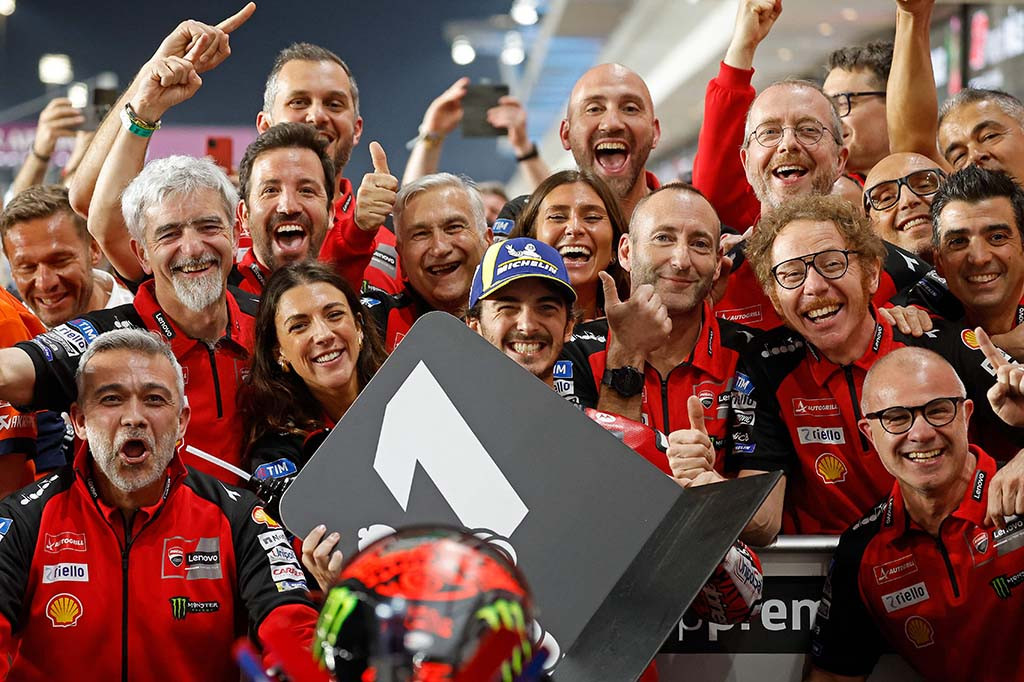 Pebalap Ducati Lenovo Francesco Bagnaia keluar sebagai juara seri pembuka 2024, MotoGP Qatar, di Sirkuit Internasional Lusail, Senin, 11 Maret 2024 WIB.