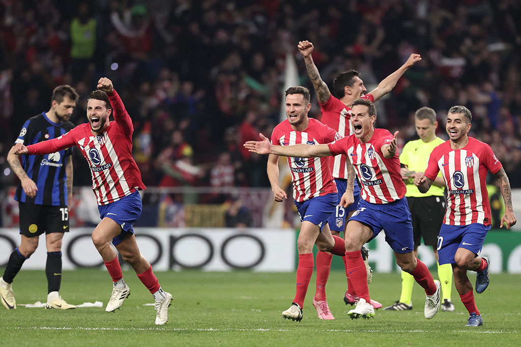 Atletico Madrid memastikan diri melaju ke babak perempat final Liga Champions setelah mengalahkan Inter Milan lewat drama adu penalti 3-2 (agregat 2-2) pada leg kedua babak 16 besar di Stadion Wanda Metropolitano, Madrid, Kamis, 14 Maret 2024 dini hari WIB. 