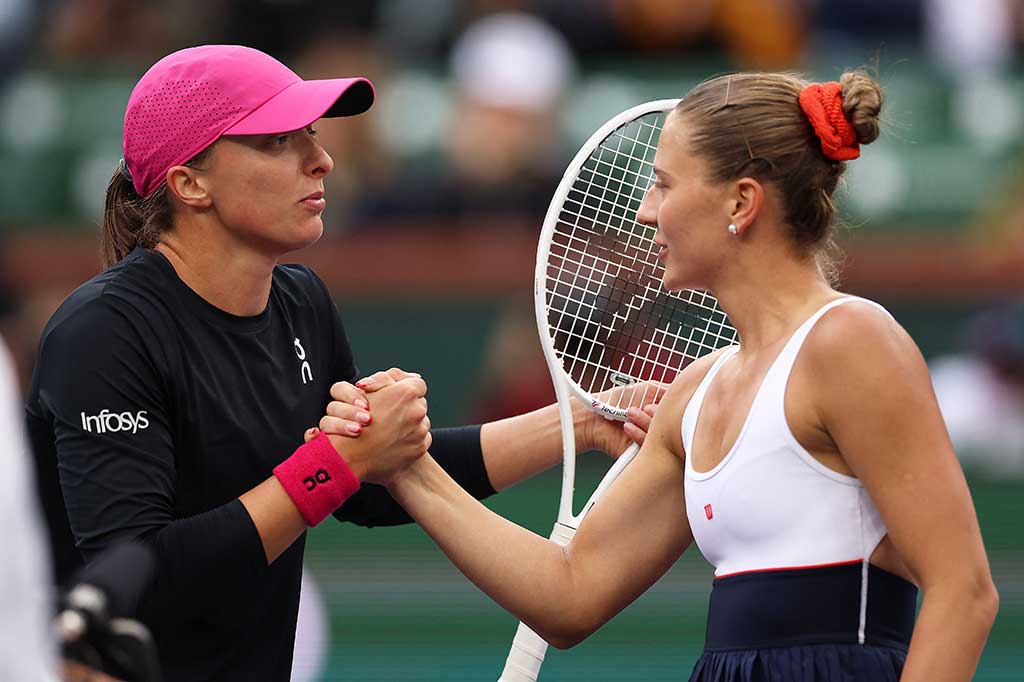 Swiatek mencapai final Indian Wells Masters usai menundukkan Marta Kostyuk dua gim langsung dengan skor 6-2, 6-1.