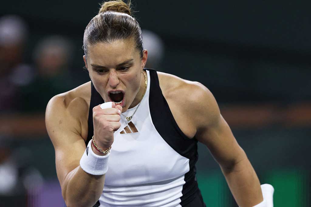 Maria Sakkari membutuhkan tiga set dan empat match point untuk menundukkan juara AS Terbuka Coco Gauff, Jumat, 15 Maret 2024.