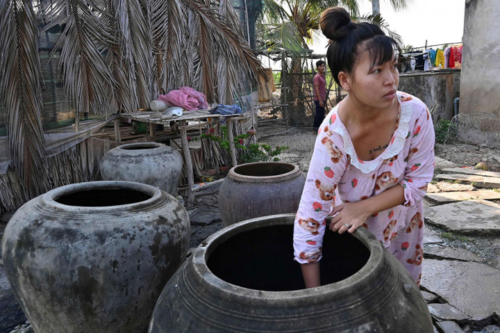 Setiap hari, seorang petani Nguyen Hoai Thuong berdoa  agar hujan turun di tanah kering yang retak di kebunnya di Delta Mekong, Vietnam – pusat pertanian 'mangkuk nasi' di negara tersebut.