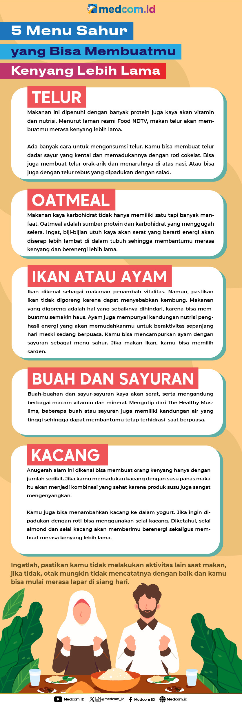 5 Menu Sahur yang Bisa Membuatmu Kenyang Lebih Lama
