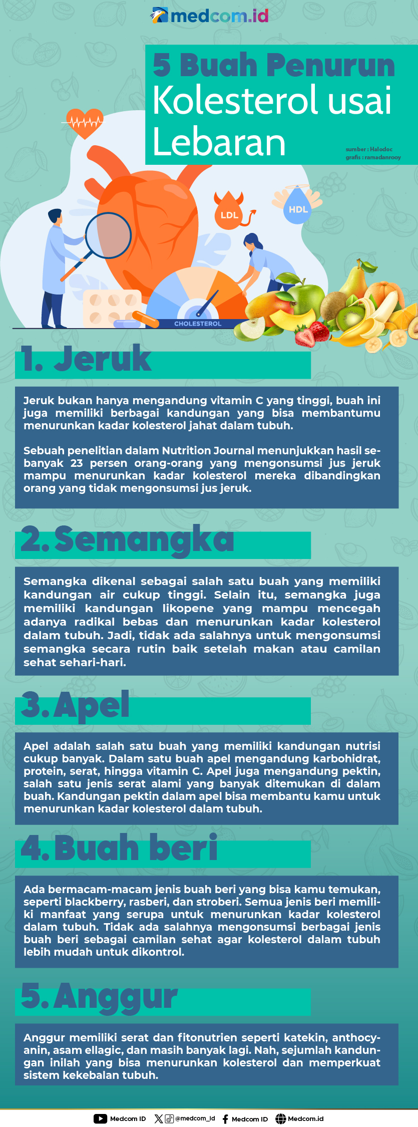 5 Buah Penurun Kolesterol usai Lebaran