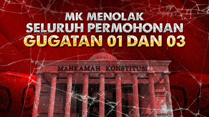 MK Menolak Seluruh Permohonan Gugatan 01 dan 03