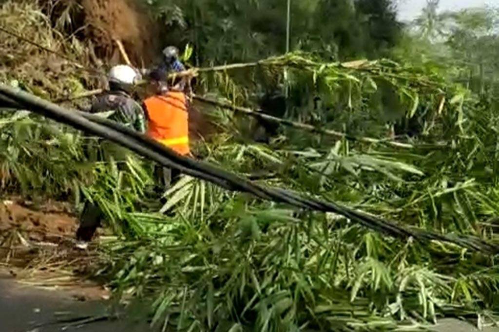 Intensitas hujan tinggi yang terjadi di berbagai daerah telah menyebabkan bongkahan pohon bambu membawa material tumbang menutup jalan penghubung Tasikmalaya menuju Garut, tepatnya berada di Kampung Nagrak, Desa Tenjowaringin, Kecamatan Salawu, Kabupaten Tasikmalaya. Kejadian tersebut terjadi, Rabu, 24 April 2024 dalam musibah itu tidak ada korban jiwa.