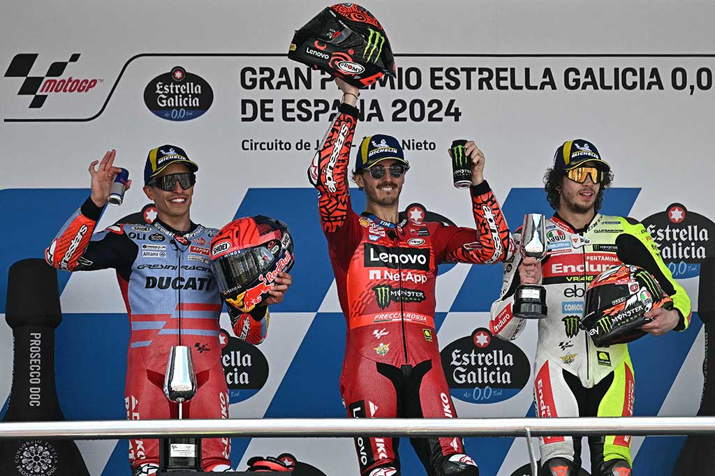 Ia juga menggagalkan pembalap favorit tuan rumah Marc Marquez yang membela Gresini Racing untuk mendapatkan kemenangan perdananya sejak 2021.