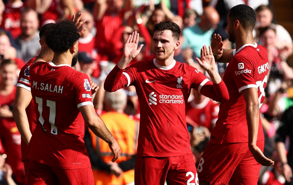 Liverpool menambah keunggulan mereka menjelang akhir babak pertama. Robertson berada di posisi dan waktu yang tepat saat memasukkan bola rebound yang lepas dari tangkapan kiper Guglielmo Vicario. Skor 2-0 menutup babak pertama.
