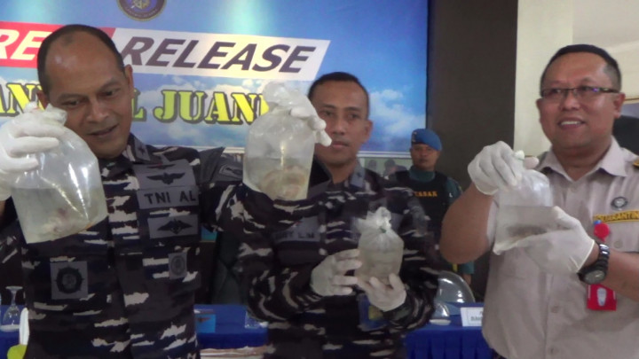 Terumbu karang tersebut dibungkus box dan diberi tulisan makanan ringan berupa kripik untuk mengelabui petugas. Jumlahnya ada 8 box berisi 81 kantong terumbu karang.