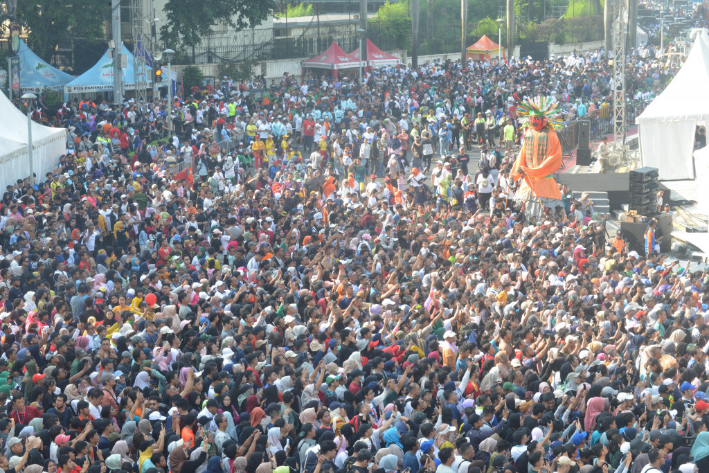 Penjabat Gubernur DKI Jakarta Heru Budi Hartono pun mengucapkan terima kasih kepada warga Jakarta yang menghadiri kegiatan pencanangan HUT DKI Jakarta ini.