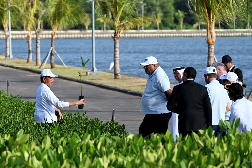 Selanjutnya, Presiden membawa rombongan tersebut memasuki area pembibitan Mangrove yang didesain dengan teknologi modern. Tempat itu berdiri sebagai satu-satunya pembibitan mangrove modern di Indonesia yang terdiri atas rumah perkecambahan dan rumah produksi.
