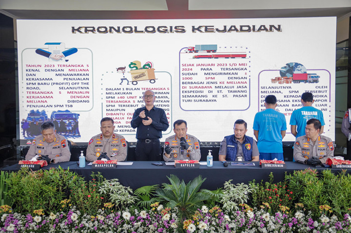Polda Jateng ungkap kejahatan Transnasional tindak pidana Penadahan Sepeda motor kata Kapolda Jateng Irjen pol Ahmad Luthfi saat memimpin Press Conference di Lobby Mapolda Jateng, Selasa, 21 Mei 2024.