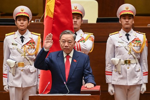 To Lam diambil sumpahnya sebagai Presiden Vietnam di Majelis Nasional di Hanoi pada Rabu, 22 Mei 2024.