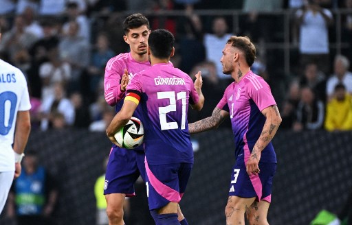 Jerman baru bisa menyamakan kedudukan menjadi 1-1 pada menit ke-56 melalui gol Kai Havertz setelah menuntaskan umpan hasil kerja keras Leroy Sane.