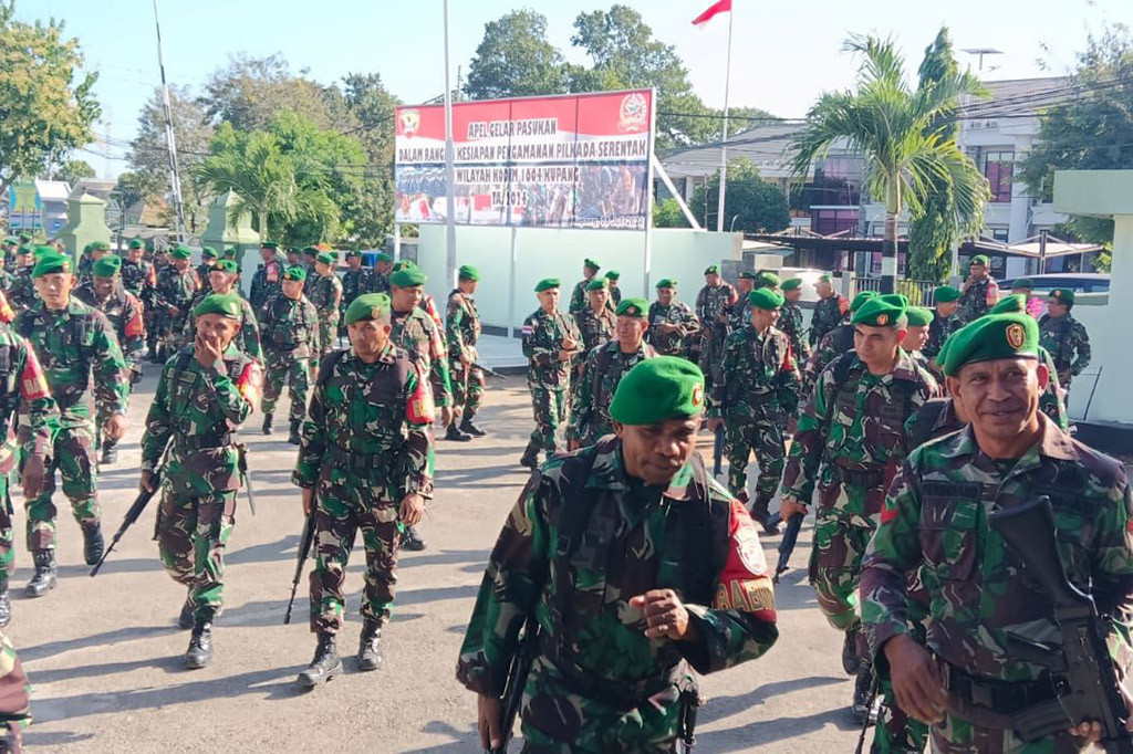 Kodim 1604 Kupang, Nusa Tenggara Timur menyiapkan 380 personel untuk mengamankan Pilkada di daerah terpencil.