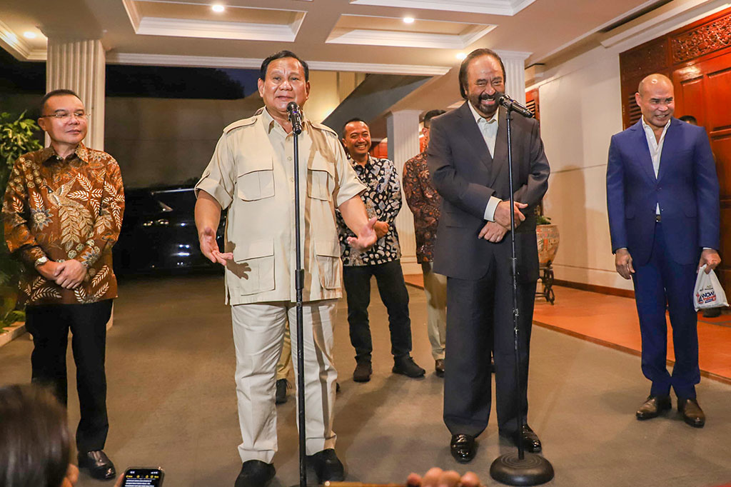 Prabowo menegaskan, ia sangat memandang kesatuan sebagai kunci keberhasilan bangsa. Oleh karena itu, ia menyambut baik kesediaan Partai NasDem untuk bergabung dengan pihaknya.