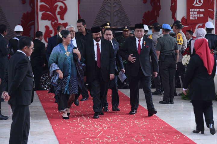 Kedatangan Surya Paloh didampingi sejumlah elite NasDem seperti Lestari Moerdijat dan Rachmat Gobel.