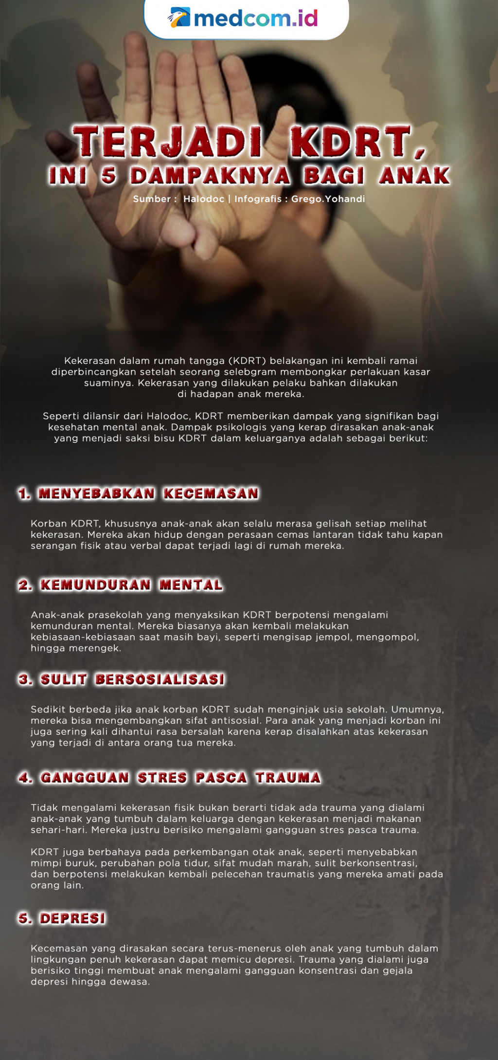 Terjadi KDRT, ini 5 Dampaknya bagi Anak