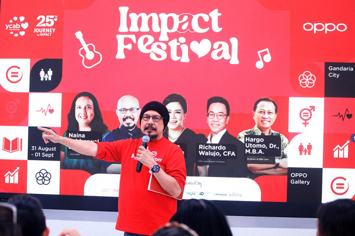 Pendiri dan CEO YCAB Foundation Veronica Colondam mengatakan perjalanan YCAB selama 2,5 dekade dalam menciptakan dampak sosial signifikan. Kisah ini dituangkan dalam buku Impact Story: 25yr Journey to Impact yang juga diluncurkan pada festival tersebut.