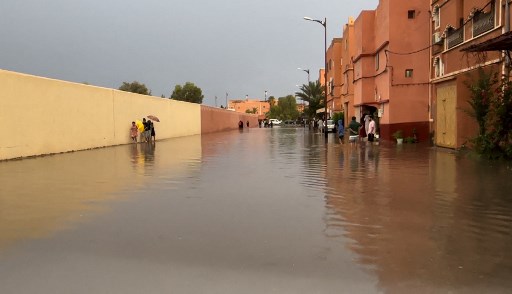 Banjir Menggenangi Kota Ouarzazate, Maroko, pada Sabtu, 7 September 2024. Jumlah korban tewas akibat banjir yang disebabkan oleh hujan lebat di Maroko tenggara meningkat menjadi 18 orang