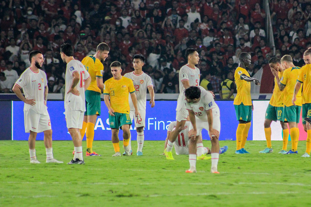 Tim nasional Indonesia berhasil menahan imbang Australia tanpa gol pada laga Grup C putaran ketiga kualifikasi Piala Dunia 2026 zona Asia di Stadion Utama Gelora Bung Karno (SUGBK), Jakarta, Selasa, 10 September 2024.