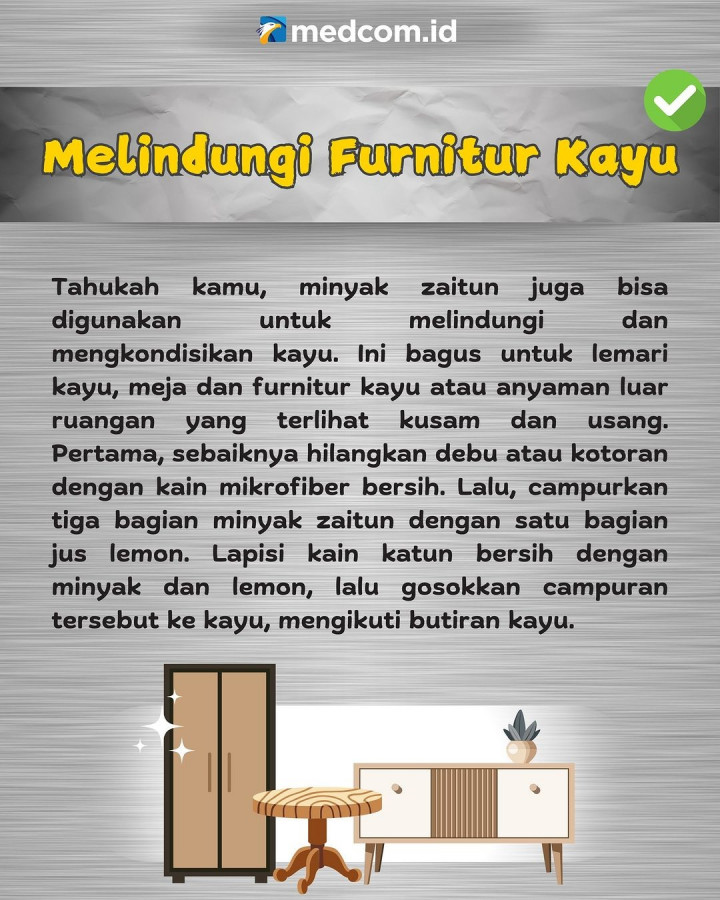 Manfaat Minyak Zaitun untuk Perabotan Rumah Tangga