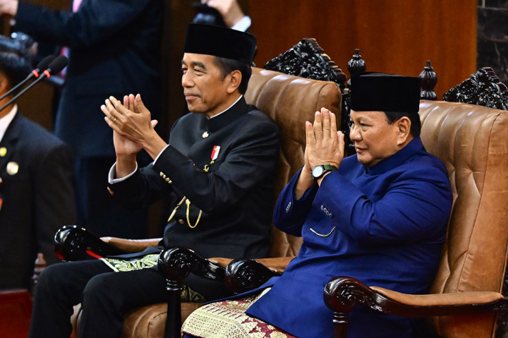 Upacara pelantikan tersebut dihadiri Presiden-Wapres periode 2019-2024, Joko Widodo-Ma'ruf Amin.