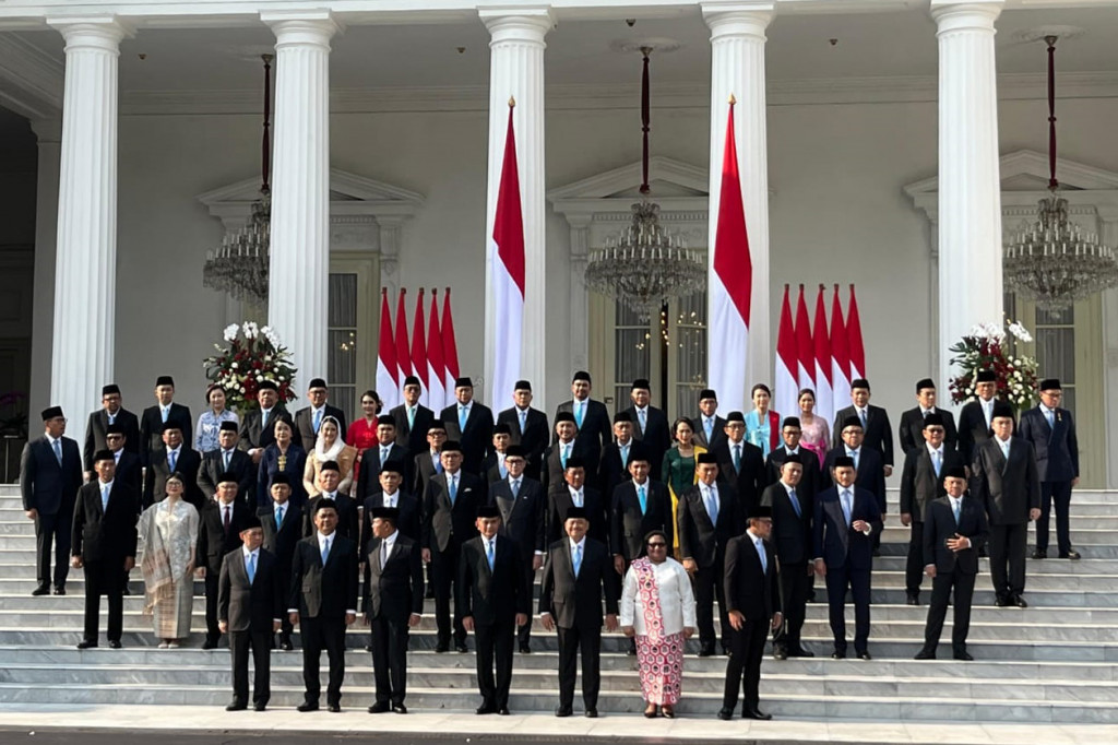 Sesi foto ini dilaksanakan usai pelantikan di Istana Negara, Jakarta Pusat, Senin, 21 Oktober 2024.