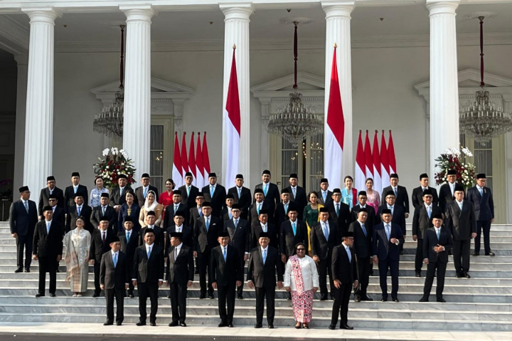 Sesi foto ini dilaksanakan usai pelantikan di Istana Negara, Jakarta Pusat, Senin, 21 Oktober 2024.