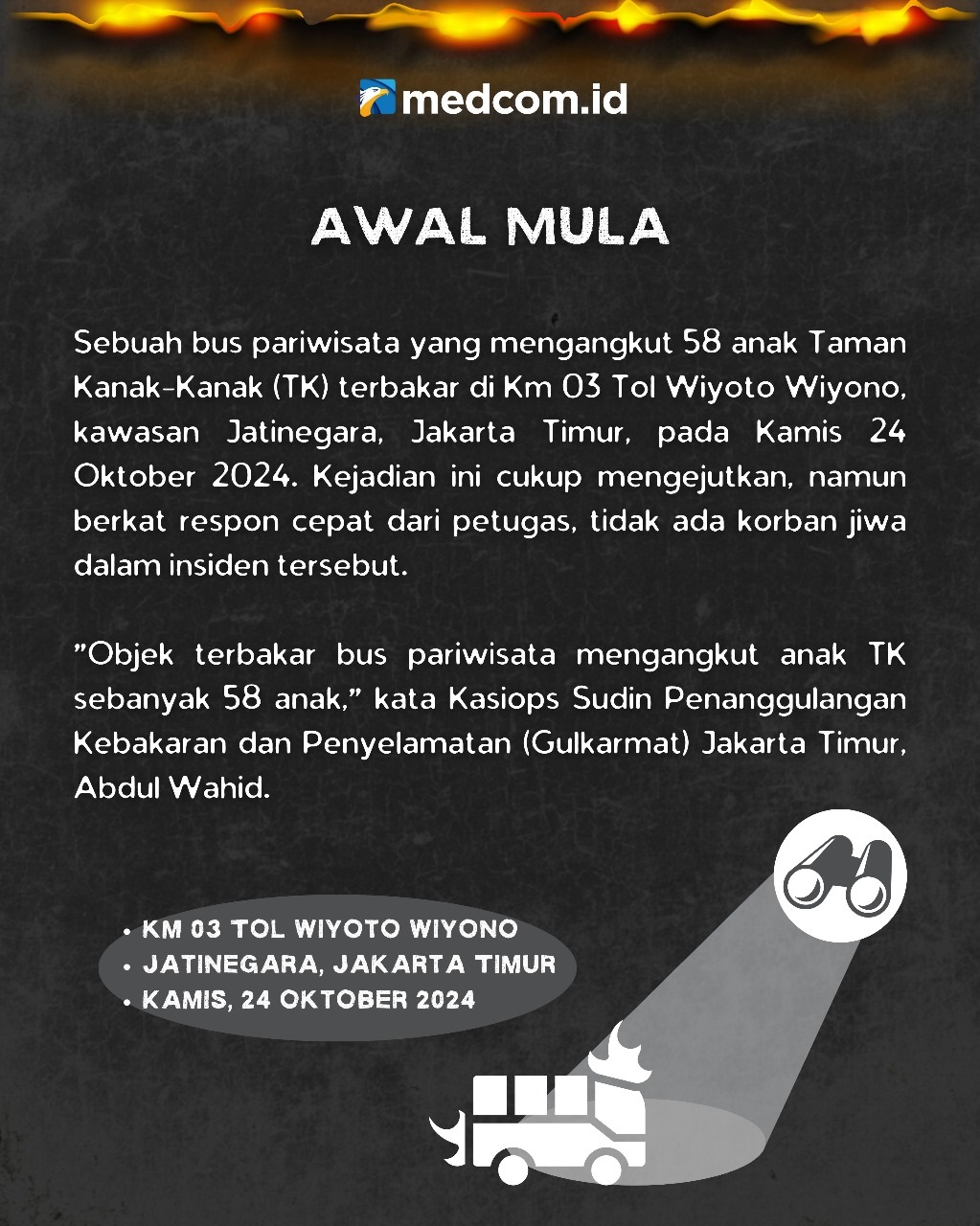 Fakta-Fakta Bus Pariwisata Terbakar di Tol Jatinegara